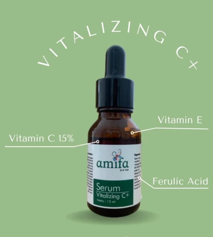 Wanita cantik membawa produk skincare Amifaskinglow